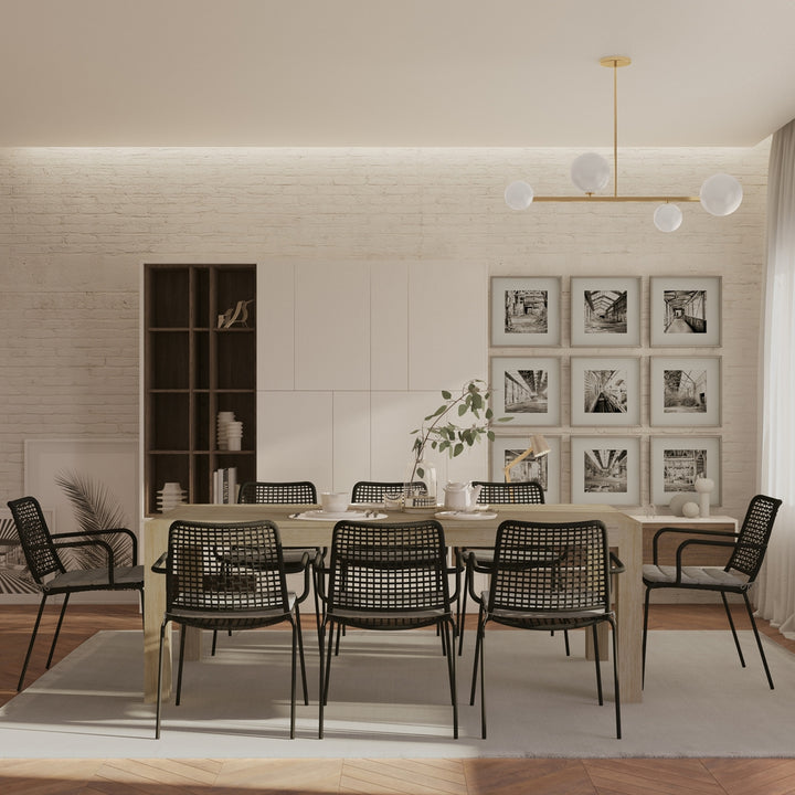 Midtown Concept Clare 9-Piece Dining Table Set - Sand and Dark Grey