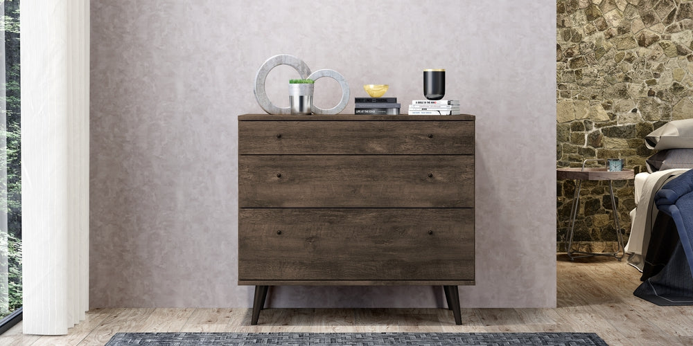 Midtown Concept 3-Drawer Dresser MDF Wood - Dark Brown