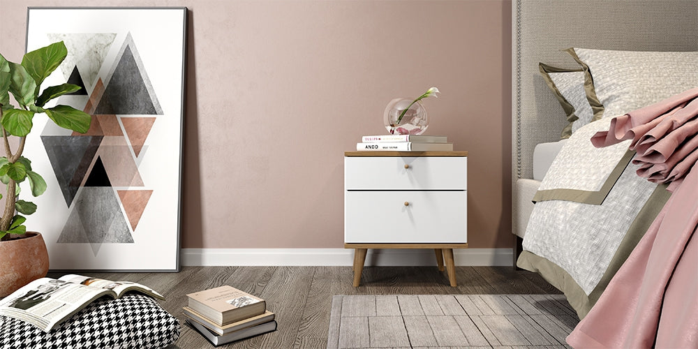 Midtown Concept 2-Drawer Nightstand MDF Wood - White