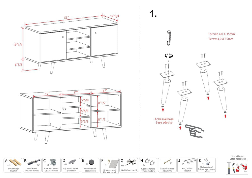 Midtown Concept 3-Shelf TV Stand for 52-in TV - Brown