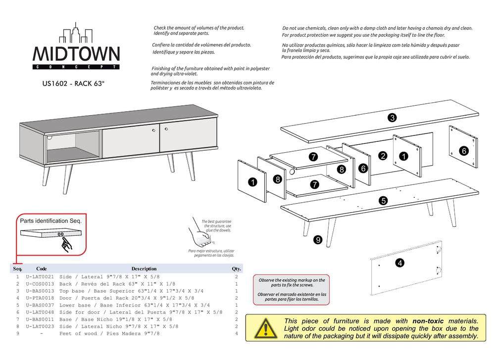 Midtown Concept 3-Shelf TV Stand for 62-in TV - Brown