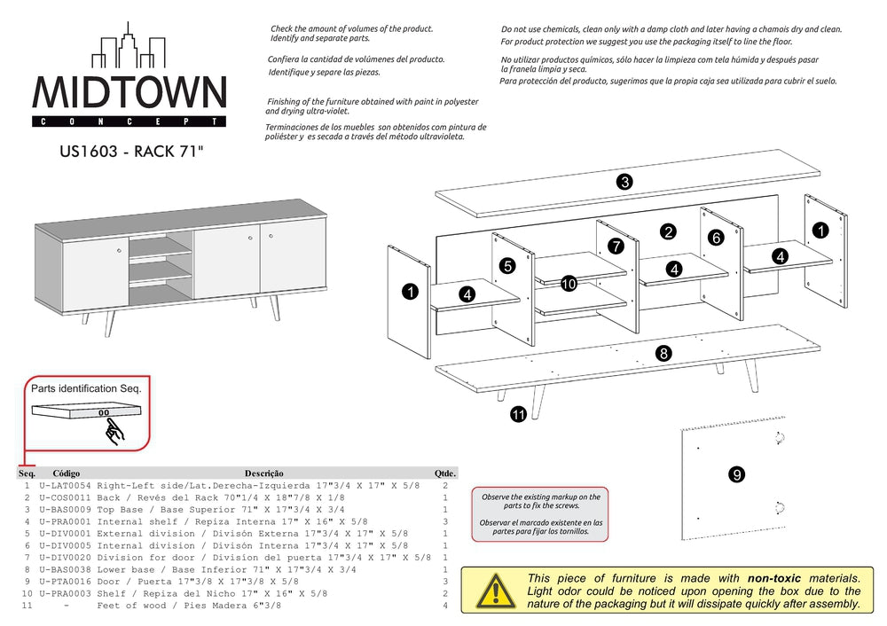 Midtown Concept 3-Shelf TV Stand for 70-in TV - Brown