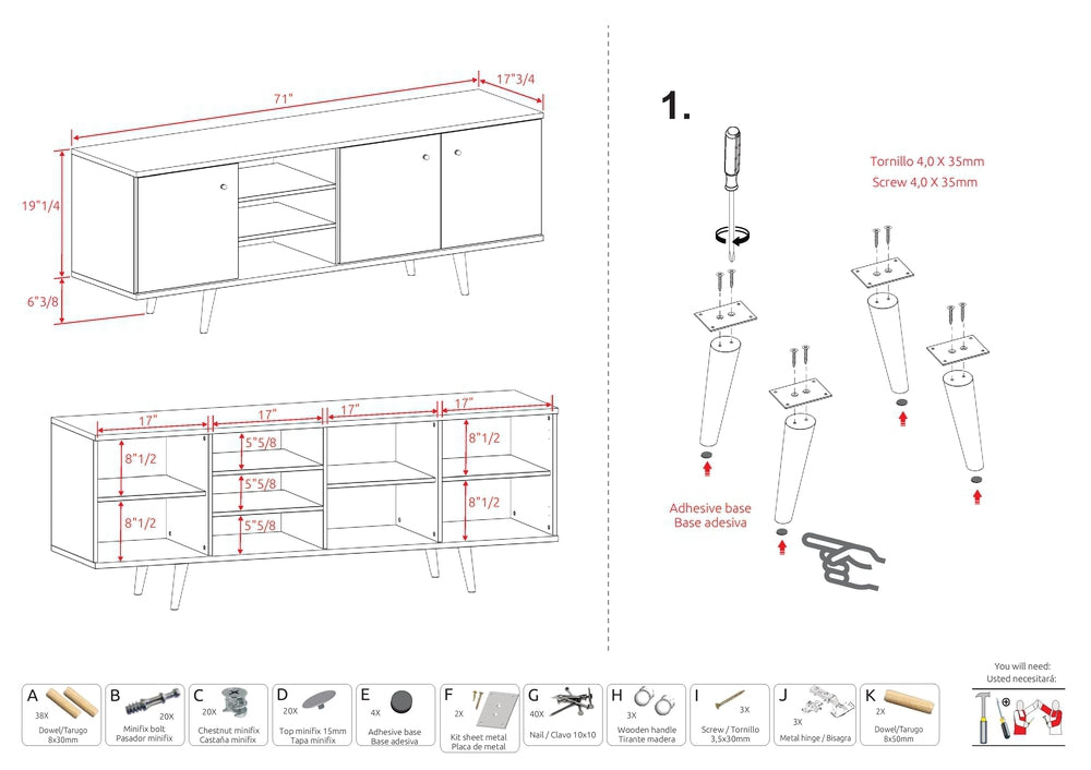 Midtown Concept 3-Shelf TV Stand for 70-in TV - Brown