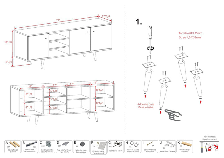 Midtown Concept 3-Shelf TV Stand for 70-in TV - Brown