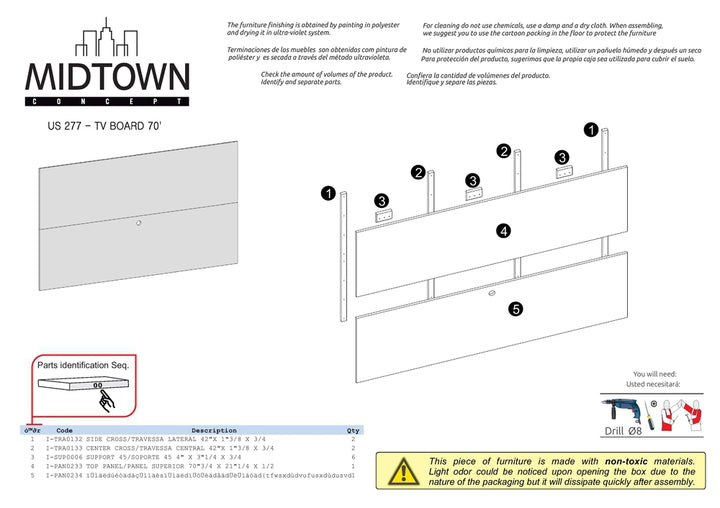 Midtown Concept TV Board for 70-inch Flat Screen TV - Brown