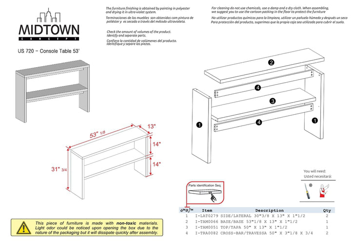 Midtown Concept 1-Shelf Console Table MDF Wood - Brown
