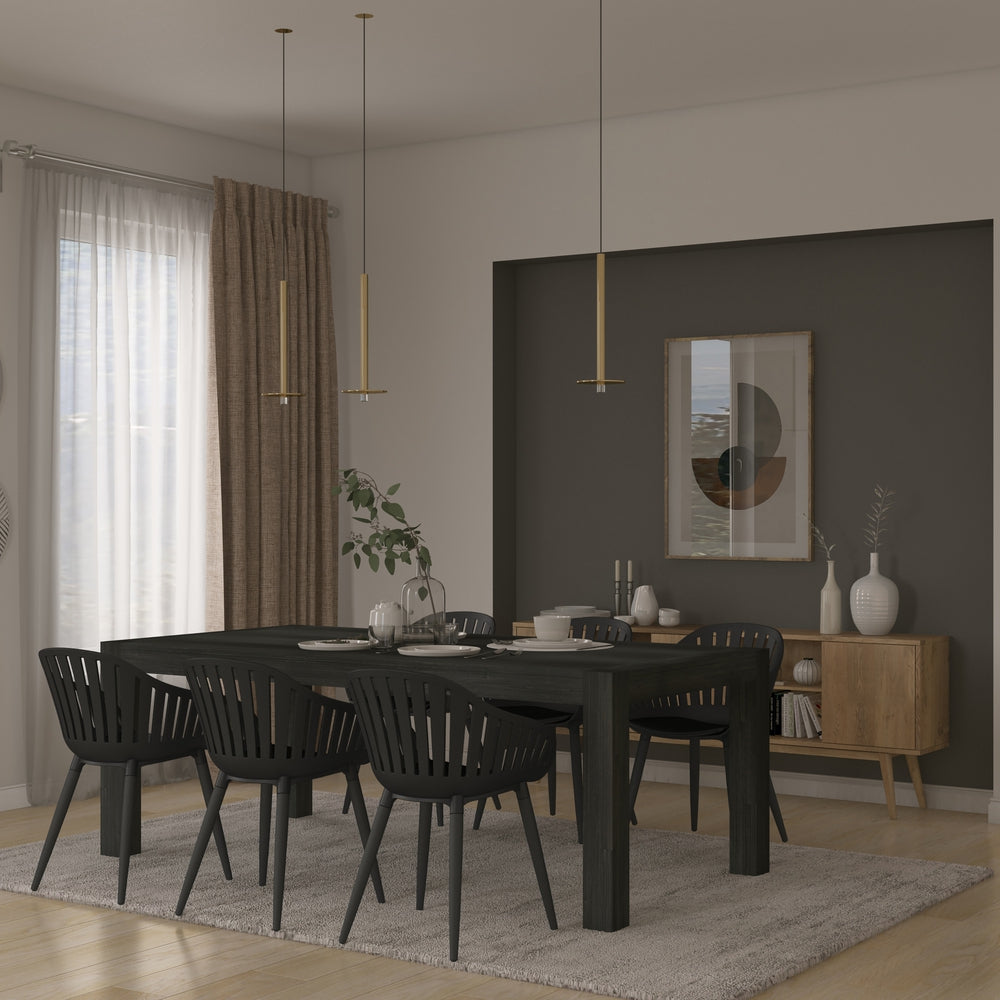Midtown Concept Weathered 7-Piece Dining Table Set - Dark Grey and Black
