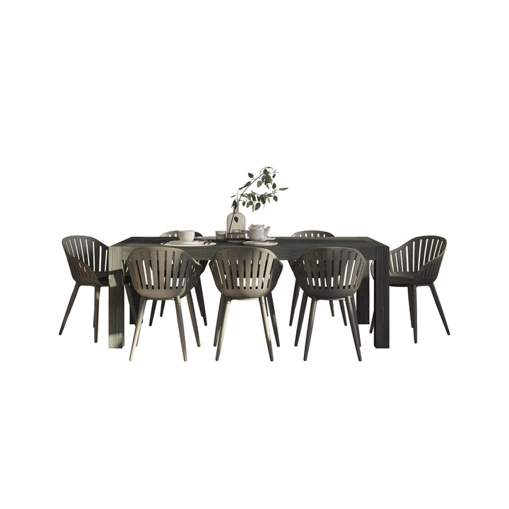 Midtown Concept Weathered 9-Piece Dining Table Set - Dark Grey and Black