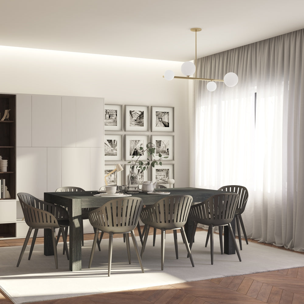 Midtown Concept Weathered 9-Piece Dining Table Set - Dark Grey and Black