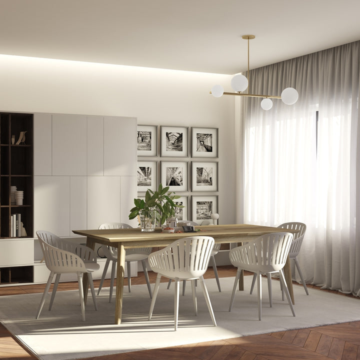 Midtown Concept John 7-Piece Dining Table Set - Beige and Light Grey