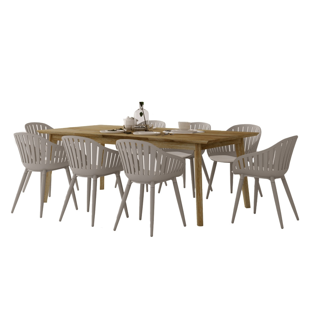 Midtown Concept John 9-Piece Dining Table Set - Beige and Light Grey