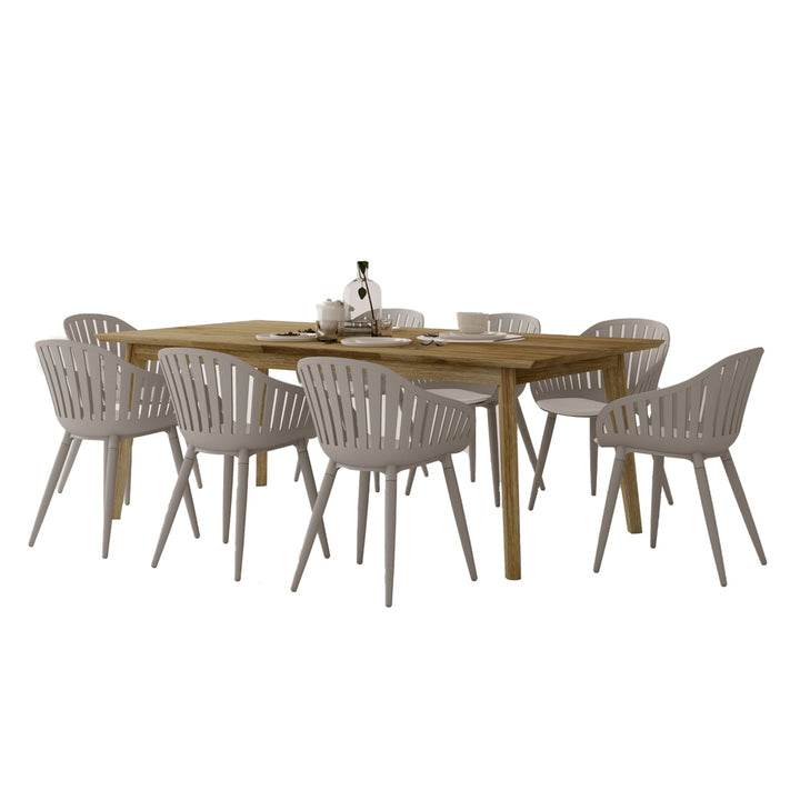 Midtown Concept John 9-Piece Dining Table Set - Beige and Light Grey