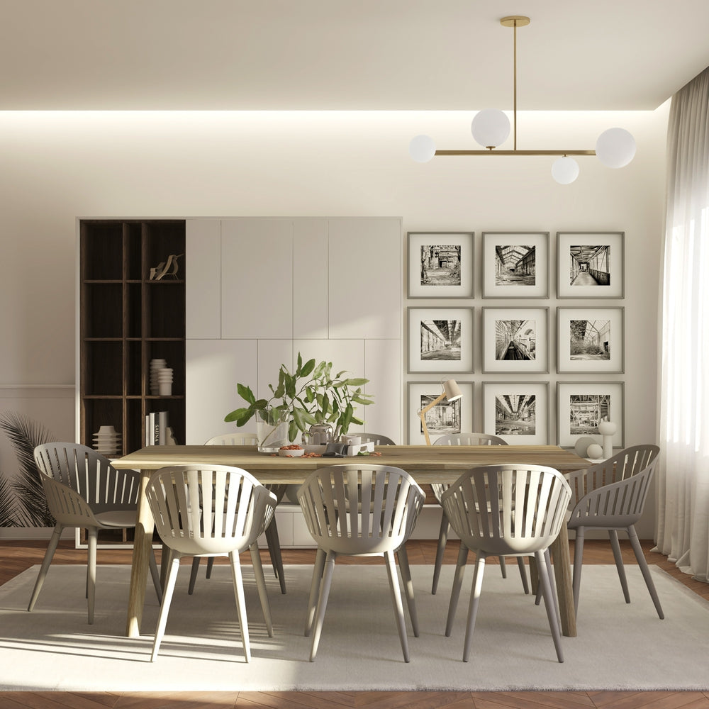 Midtown Concept John 9-Piece Dining Table Set - Beige and Light Grey