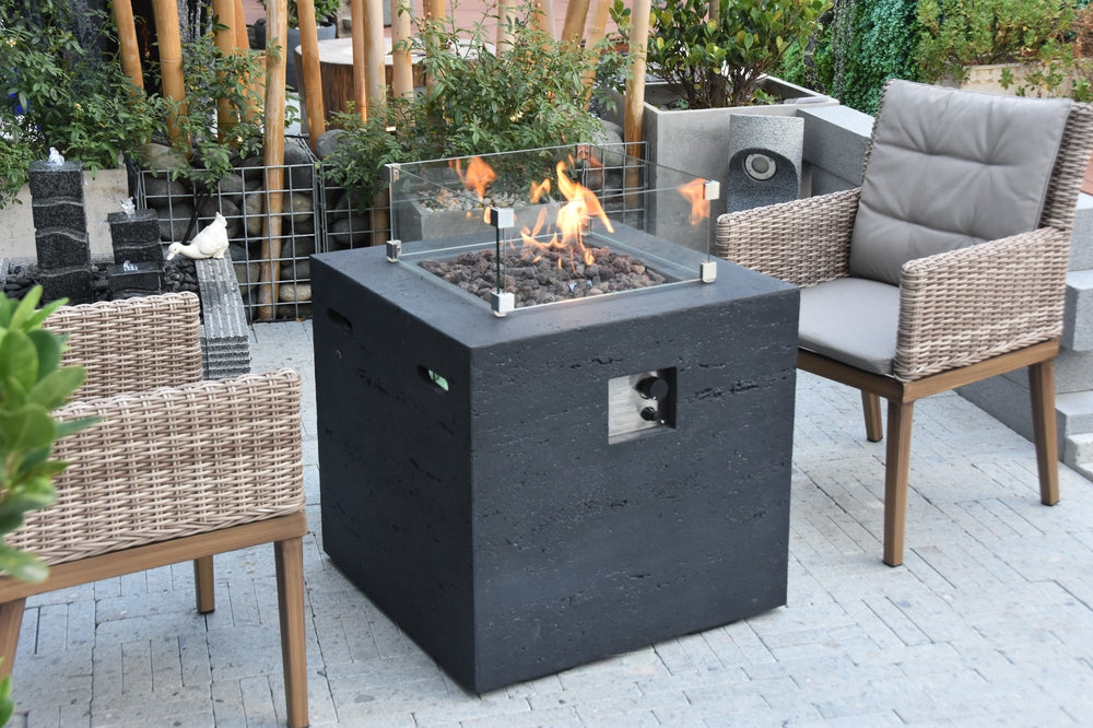 Ellington Black Firepit Table - 27 Inches - Liquid Propane