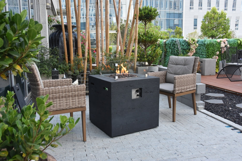 Ellington Black Firepit Table - 27 Inches - Liquid Propane