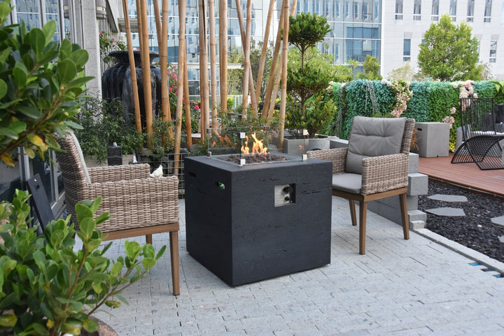 Ellington Black Firepit Table - 27 Inches - Liquid Propane