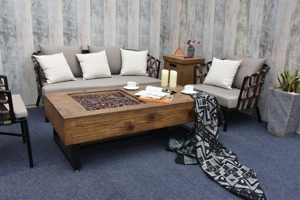 Naples Outdoor Reinforced Concrete Fire Pit Coffee Table - 28 Inch - view 5