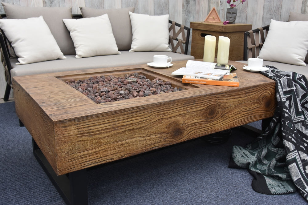 Naples Outdoor Reinforced Concrete Fire Pit Coffee Table - 28 Inch - view 4