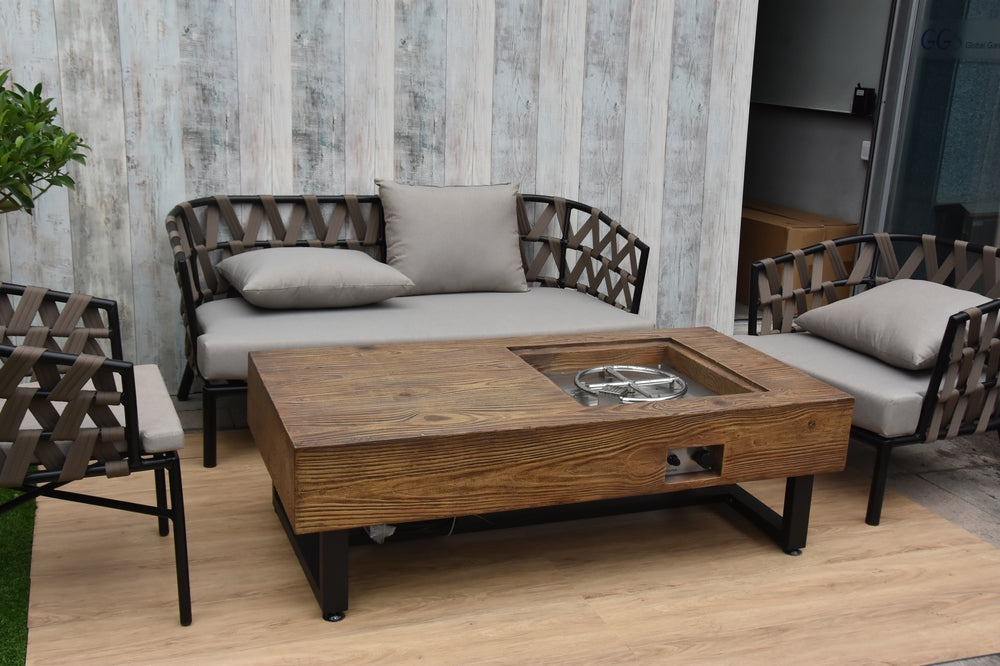 Naples Outdoor Reinforced Concrete Fire Pit Coffee Table - 28 Inch - view 6