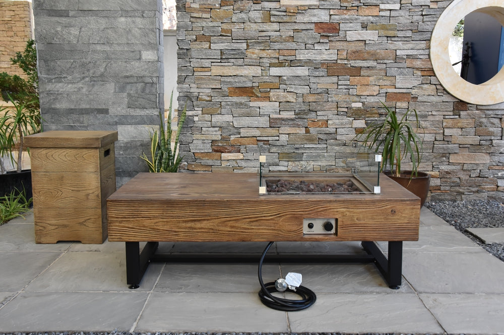 Naples Outdoor Reinforced Concrete Fire Pit Coffee Table - 28 Inch - view 7