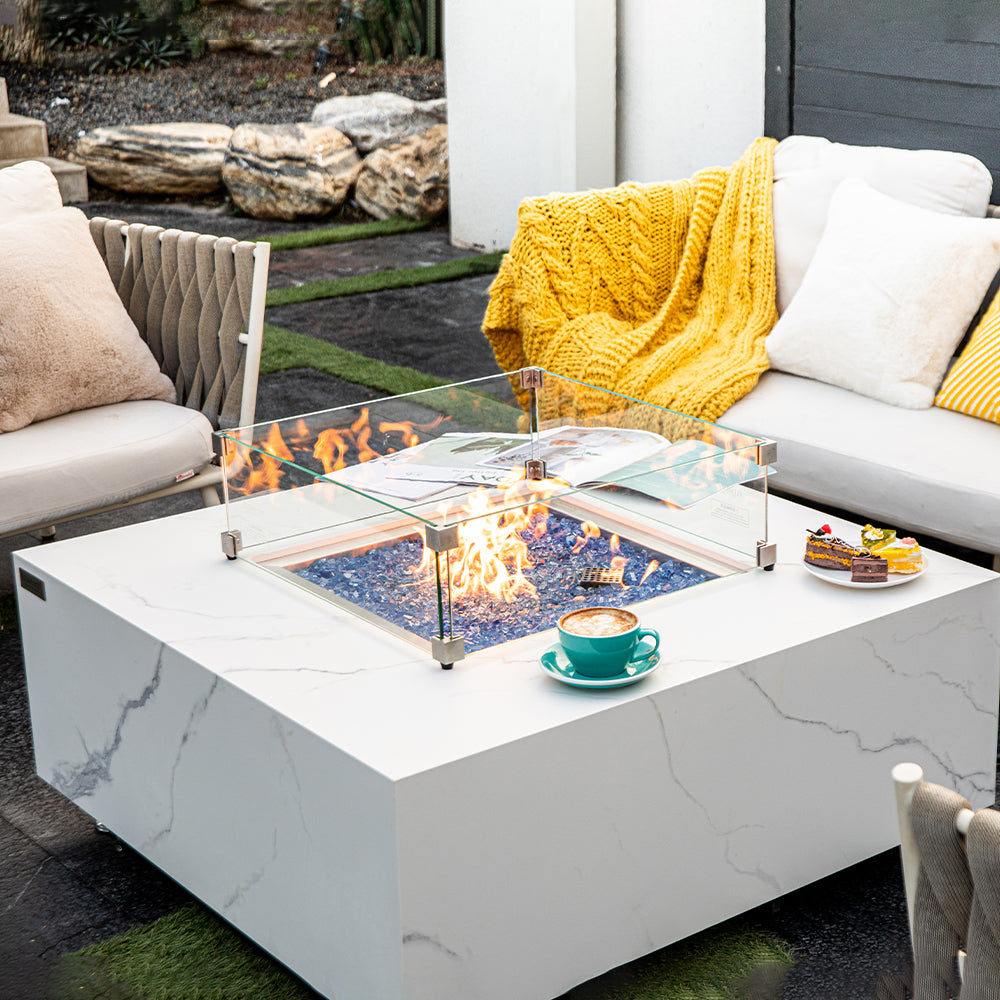 Bianco Outdoor Bianco White Fire Pit Table - view 7