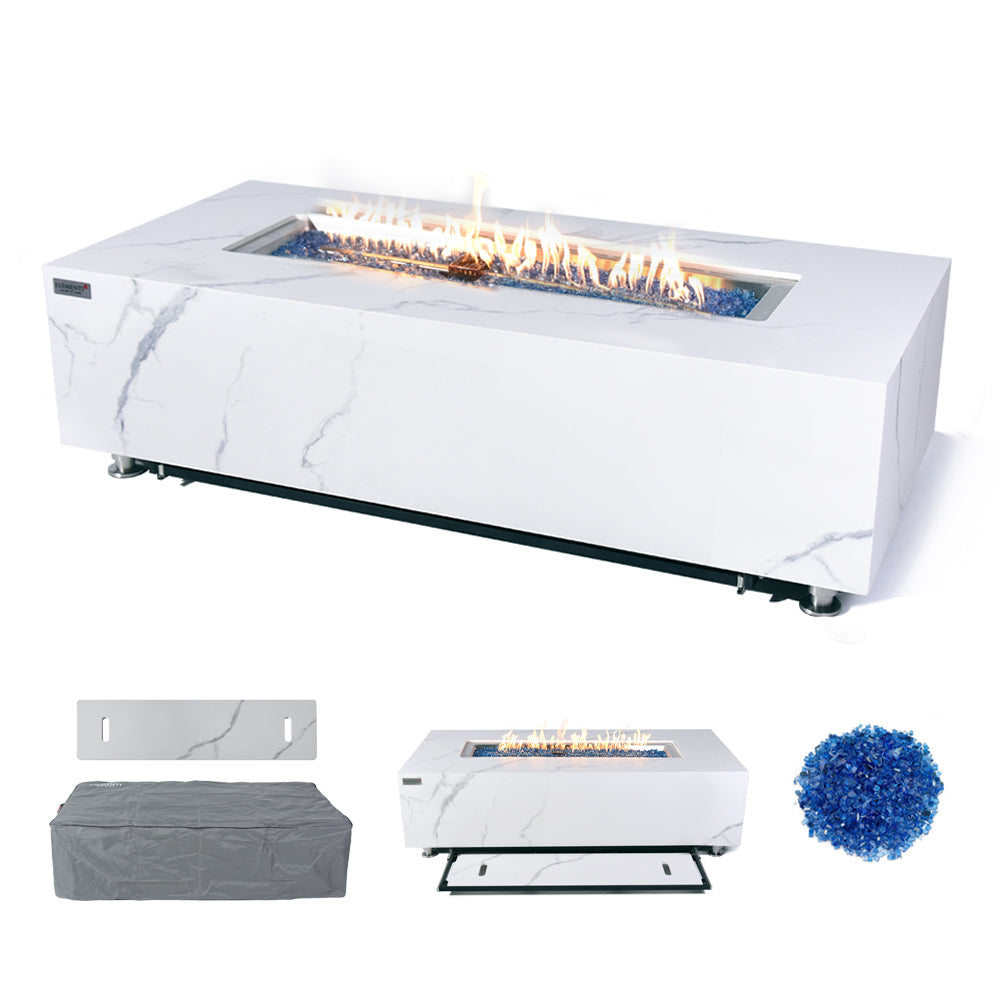 Carrara Outdoor Bianco White Fire Pit Table
