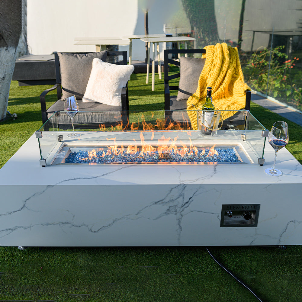 Carrara Outdoor Bianco White Fire Pit Table - view 4