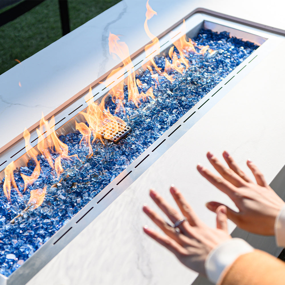 Carrara Outdoor Bianco White Fire Pit Table - view 6