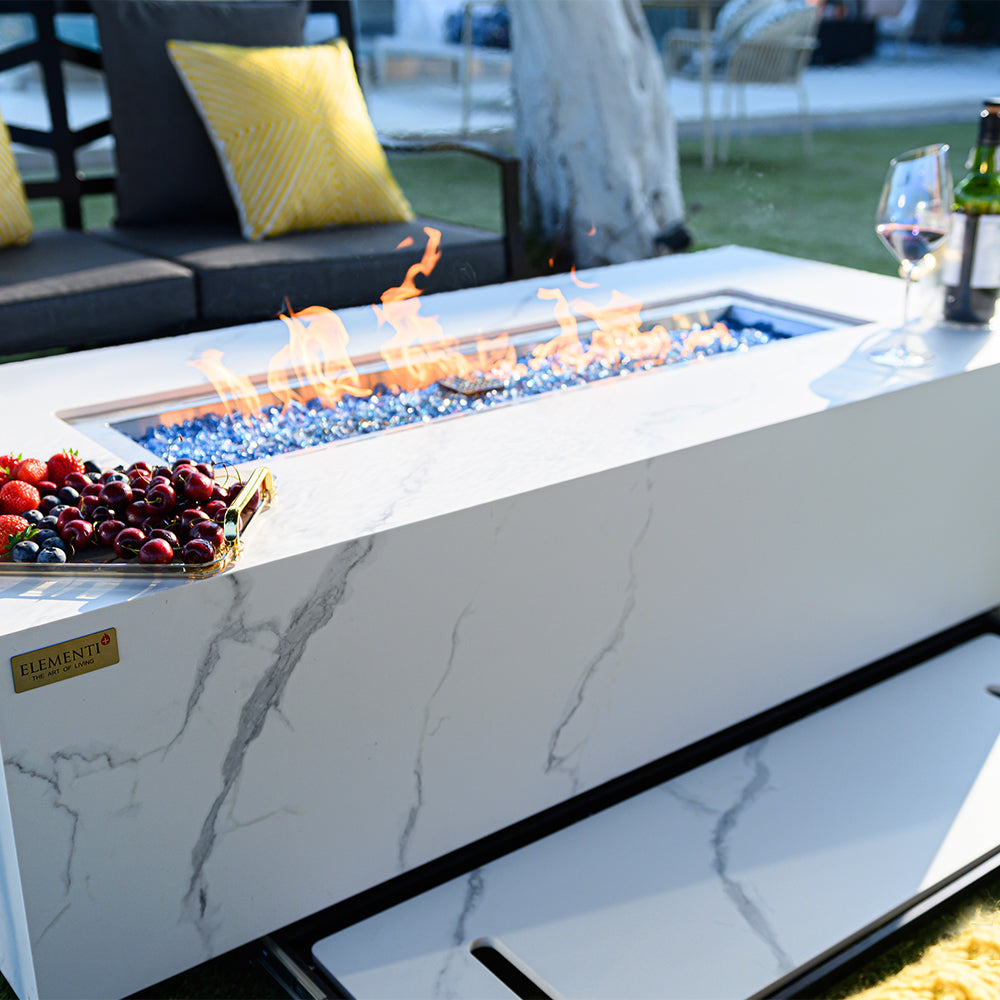 Carrara Outdoor Bianco White Fire Pit Table - view 7