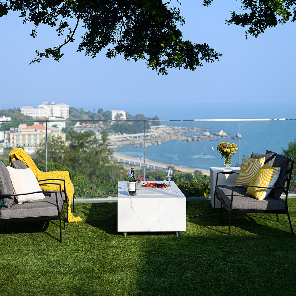 Carrara Outdoor Bianco White Fire Pit Table - view 8