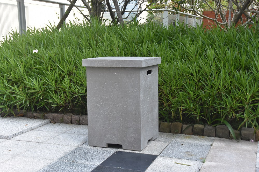 Elementi Outdoor Propane Tank Cover Hideaway Firepit Accessories Side Table - Grey