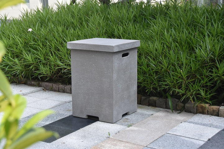 Elementi Outdoor Propane Tank Cover Hideaway Firepit Accessories Side Table - Grey