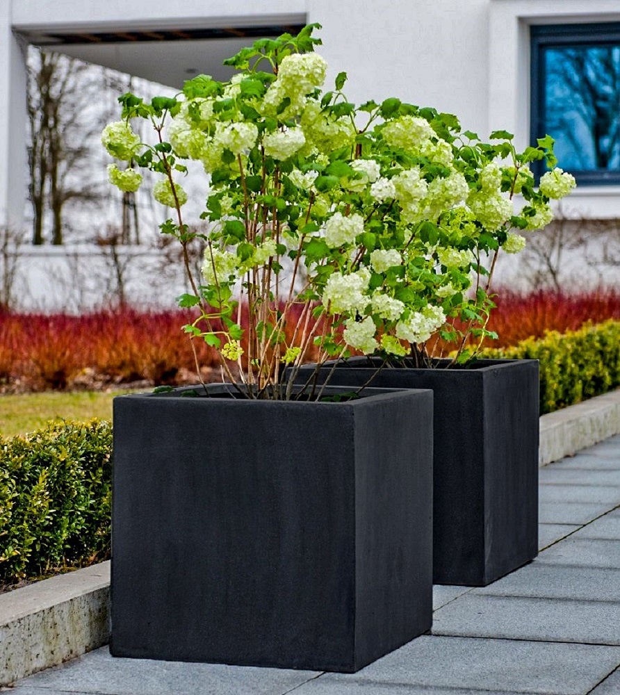 Block Square Planter Pot Indoor Outdoor Fiberstone Planter Box