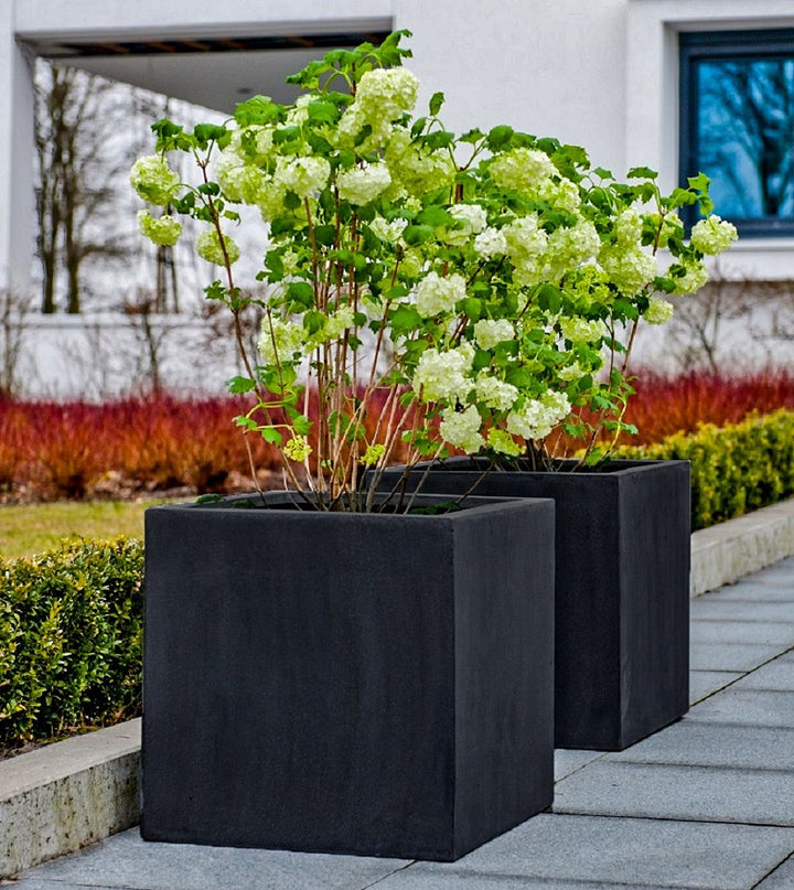 Block Square Planter Pot Indoor Outdoor Fiberstone Planter Box
