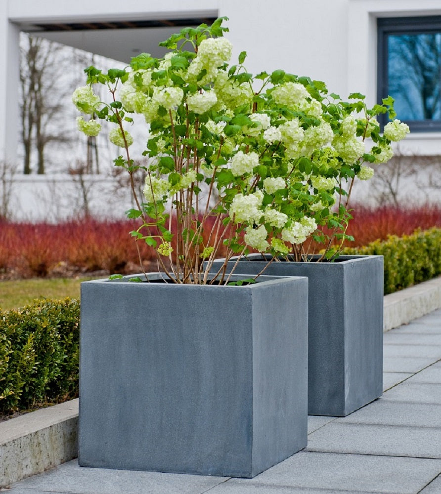 Block Square Planter Pot Indoor Outdoor Fiberstone Planter Box