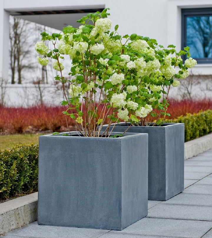 Block Square Planter Pot Indoor Outdoor Fiberstone Planter Box