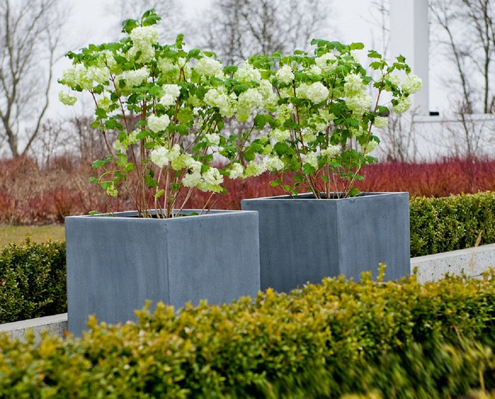 Block Square Planter Pot Indoor Outdoor Fiberstone Planter Box