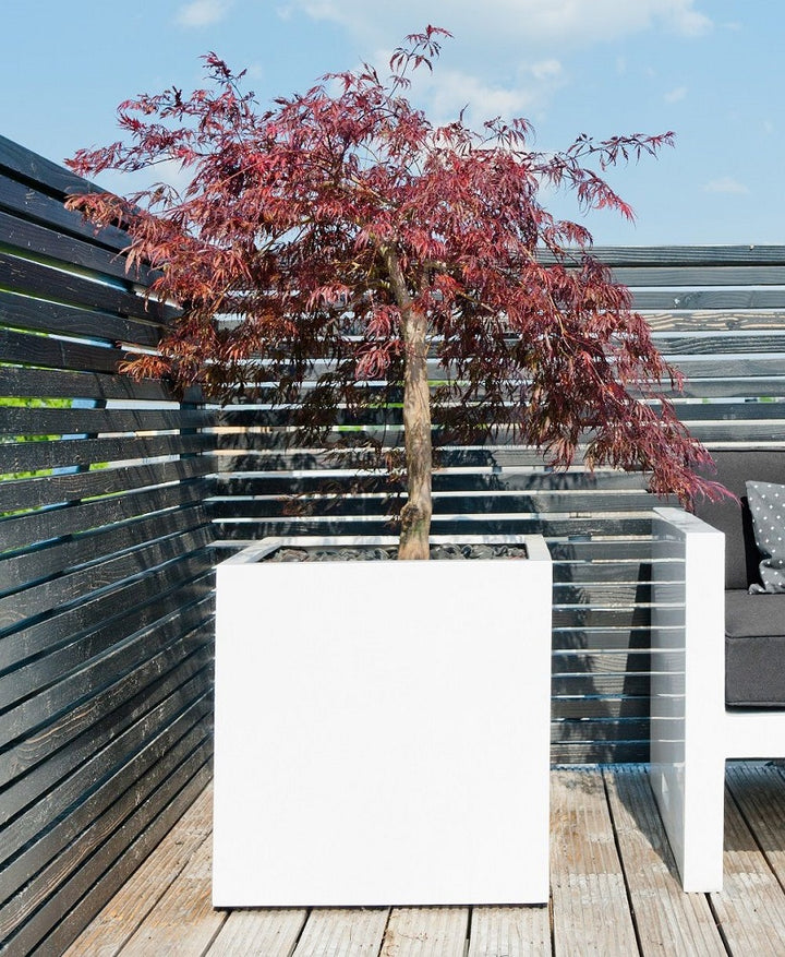 Block Square Planter Pot Indoor Outdoor Fiberstone Planter Box