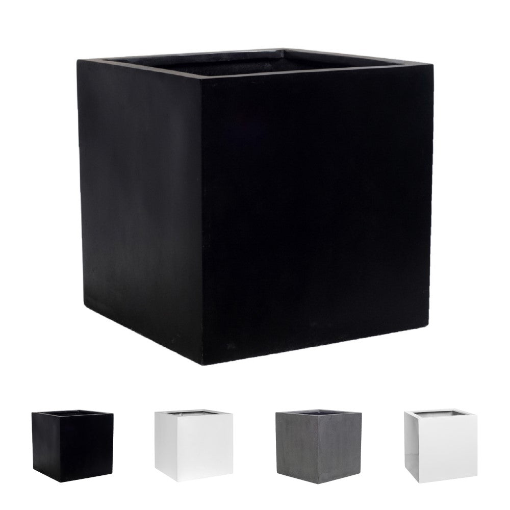 Block Square Planter Pot Indoor Outdoor Fiberstone Planter Box