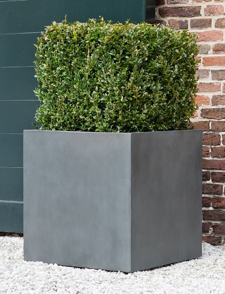 Block Square Planter Pot Indoor Outdoor Fiberstone Planter Box