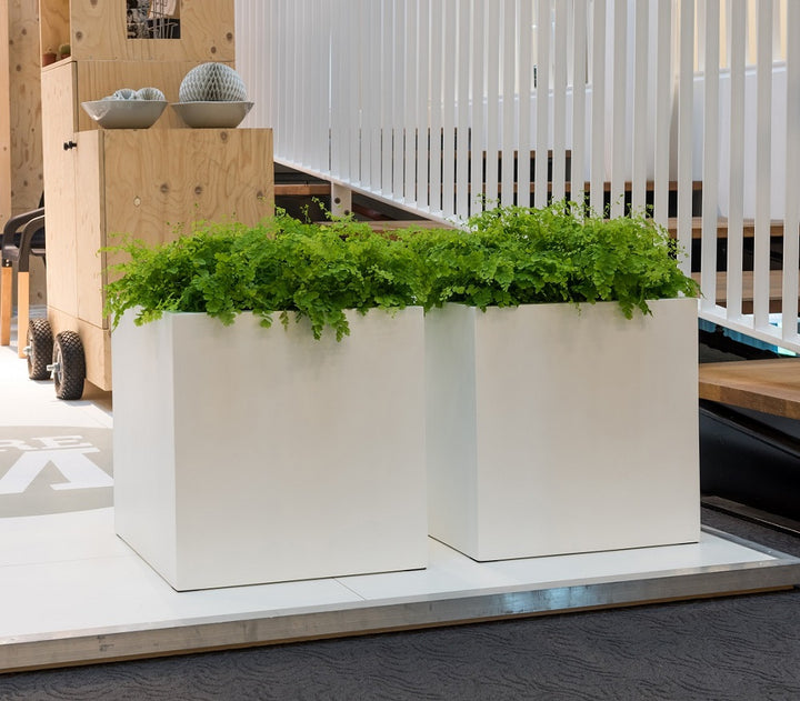 Block Square Planter Pot Indoor Outdoor Fiberstone Planter Box