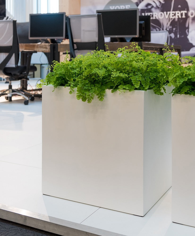 Block Square Planter Pot Indoor Outdoor Fiberstone Planter Box