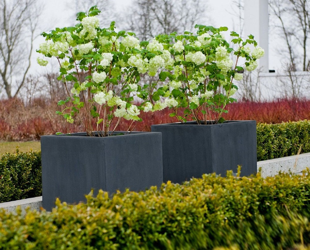 Block Square Planter Pot Indoor Outdoor Fiberstone Planter Box