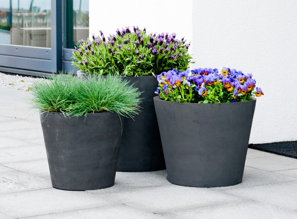 Bucket Round Planter Pot Indoor Outdoor Fiberstone Planter Box