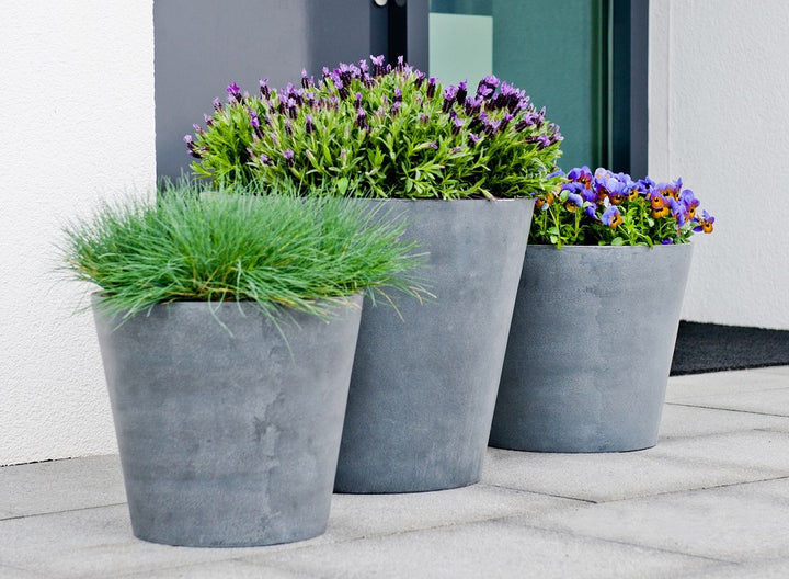 Bucket Round Planter Pot Indoor Outdoor Fiberstone Planter Box