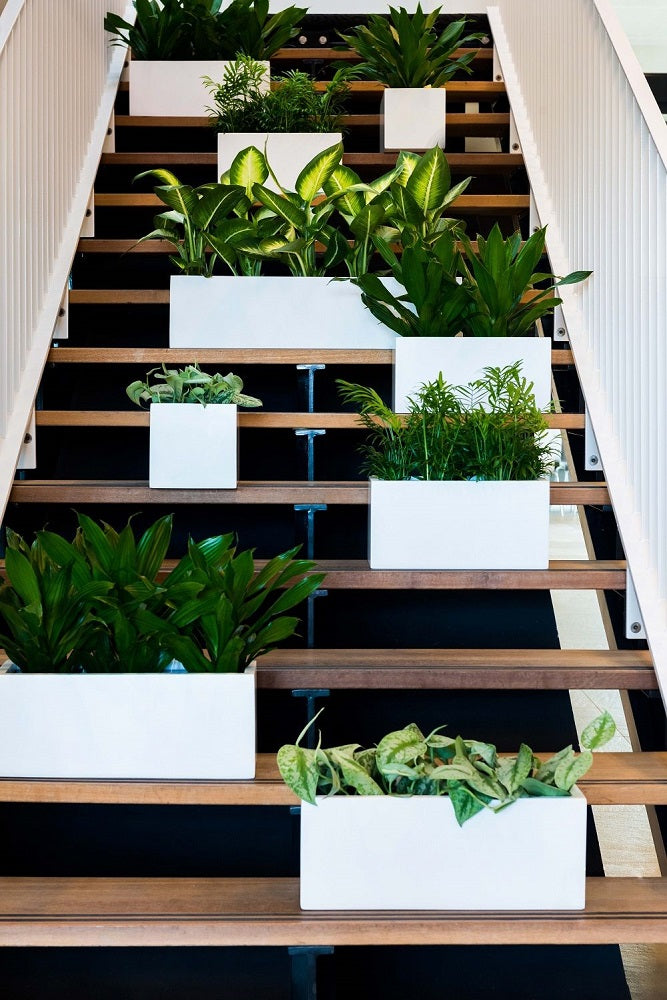 Balcony Rectangular Planter Pot Indoor Outdoor Fiberstone Planter Box