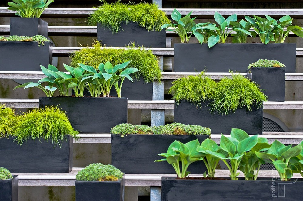 Balcony Rectangular Planter Pot Indoor Outdoor Fiberstone Planter Box