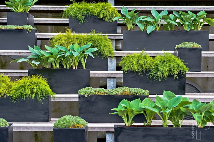 Balcony Rectangular Planter Pot Indoor Outdoor Fiberstone Planter Box