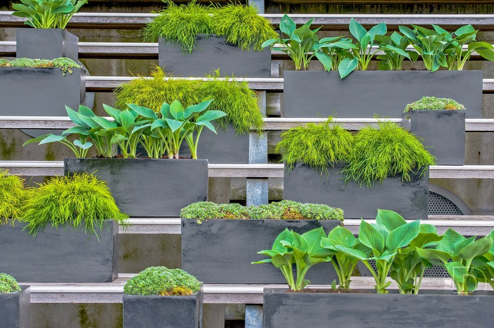 Balcony Rectangular Planter Pot Indoor Outdoor Fiberstone Planter Box