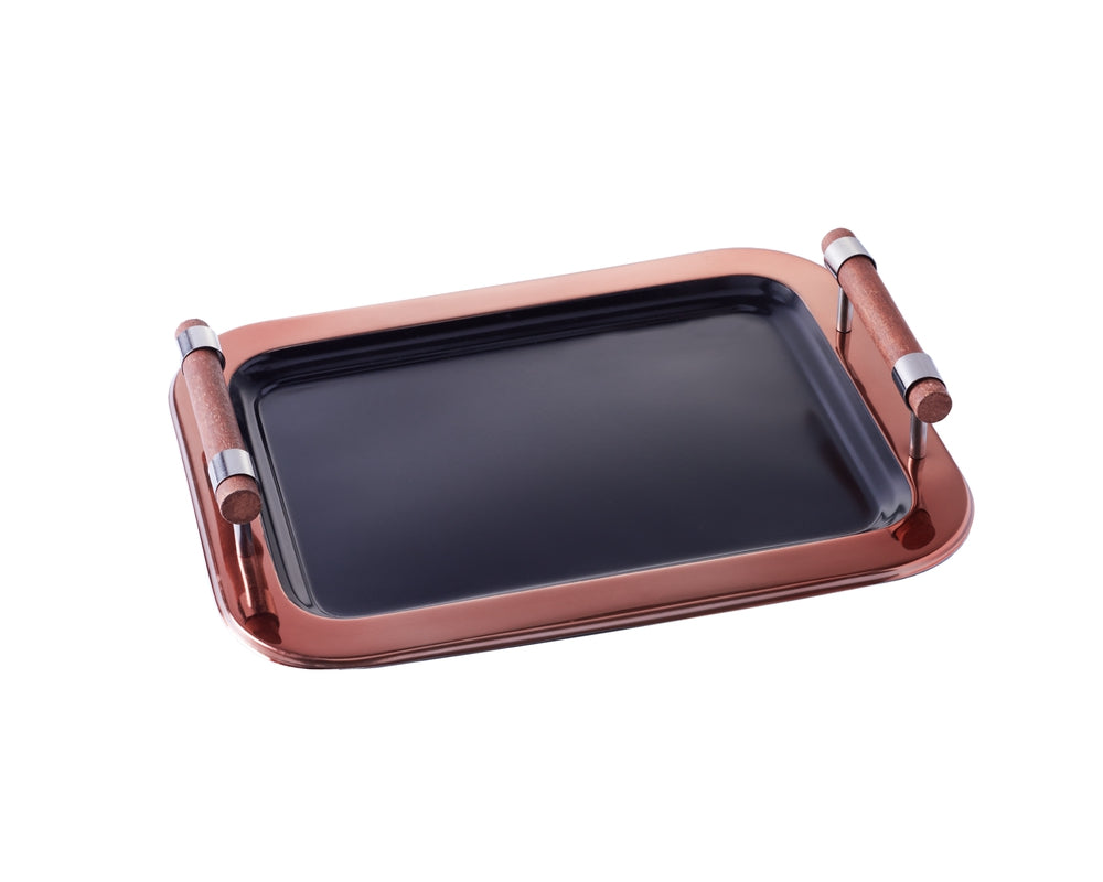 Serving Tray Black Matte & Copper - Stainless Steel - Rectangular
